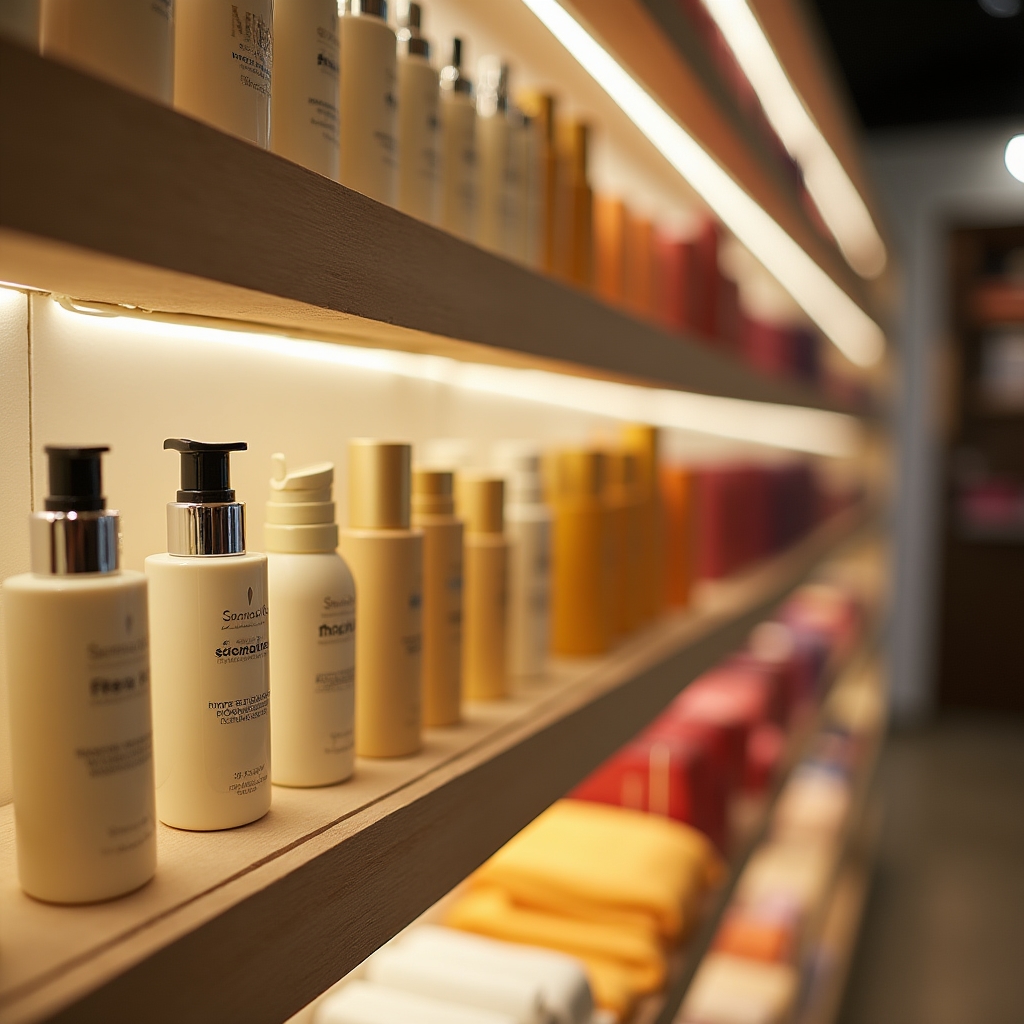 Well-organized product display arrangement in a retail store