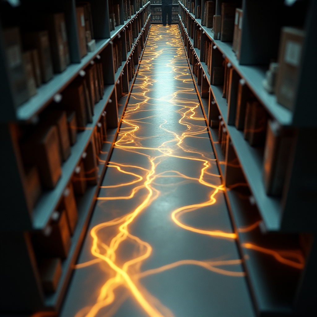 Overhead view of retail store showing customer traffic flow paths